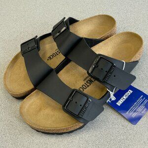 NEW Birkenstock Arizona Oiled Leather Black Cork Slide Sandals Women's Size 8US/
